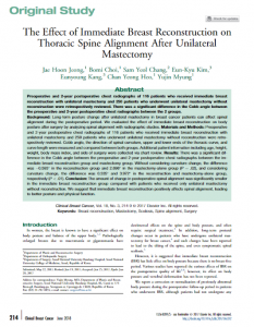 The Effect of Immediate Breast Reconstruction on Thoracic Spine Alignment After Unilateral Mastectomy. 
