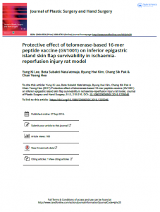 Protective effect of telomerase-based 16-mer peptide vaccine (GV1001) on inferior epigastric island skin flap survivability in ischaemia-reperfusion injury rat model 