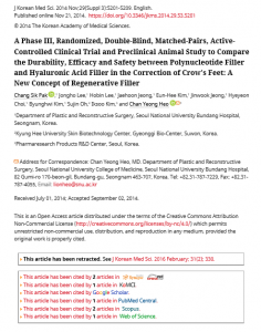A Phase III, Randomized, Double-Blind, Matched-Pairs, Active-Controlled Clinical Trial and Preclinical Animal Study to Compare the Durability, Efficacy and Safety between Polynucleotide Filler and Hyaluronic Acid Filler in the Correction of Crows Feet